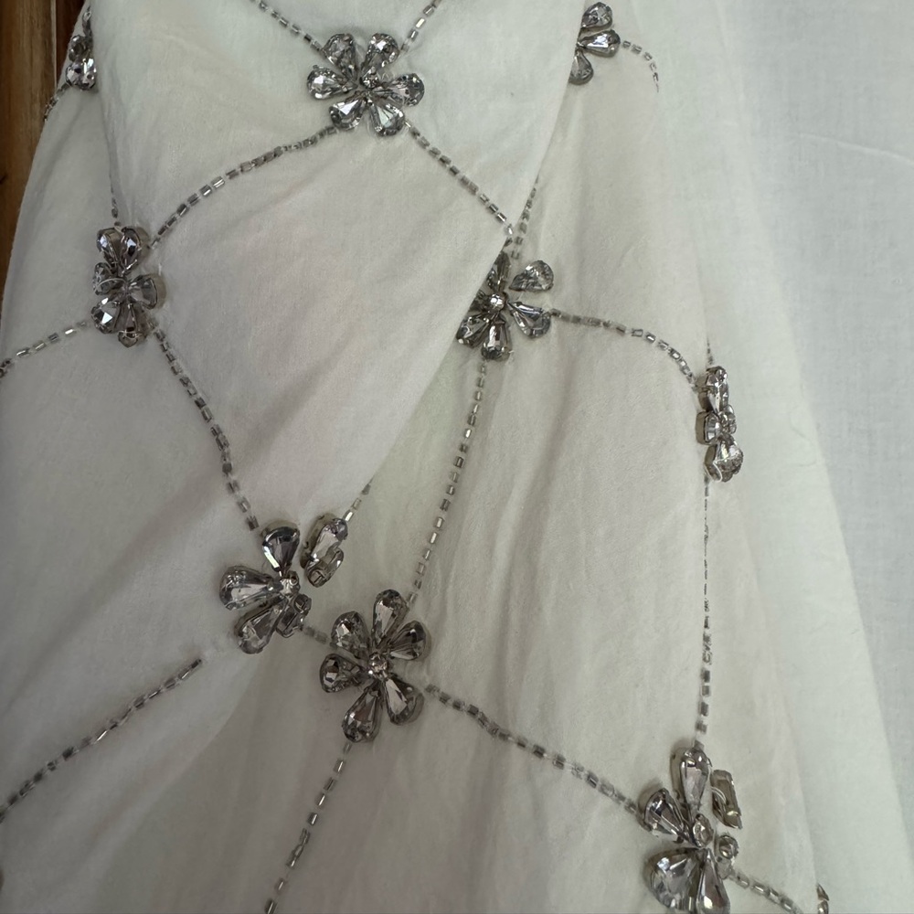 New RHODE Elsa Embellished Cotton Wrap Minidress size S - Picture 9 of 16